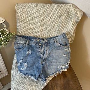 High waisted jean shorts